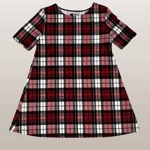 Harlow Boathouse Red Black White Plaid Short Sleeve A Line Mini Dress